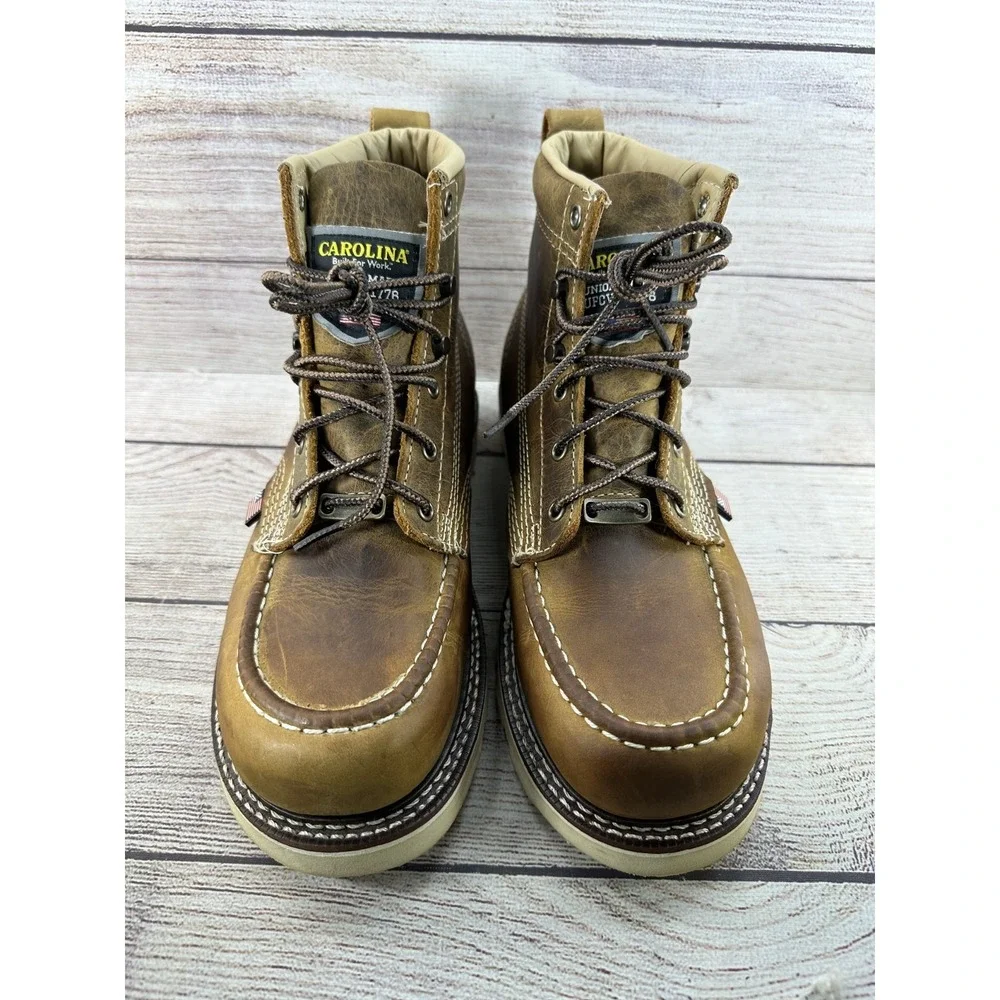 Carolina Men's Brown Leather Moc Toe Work Boots